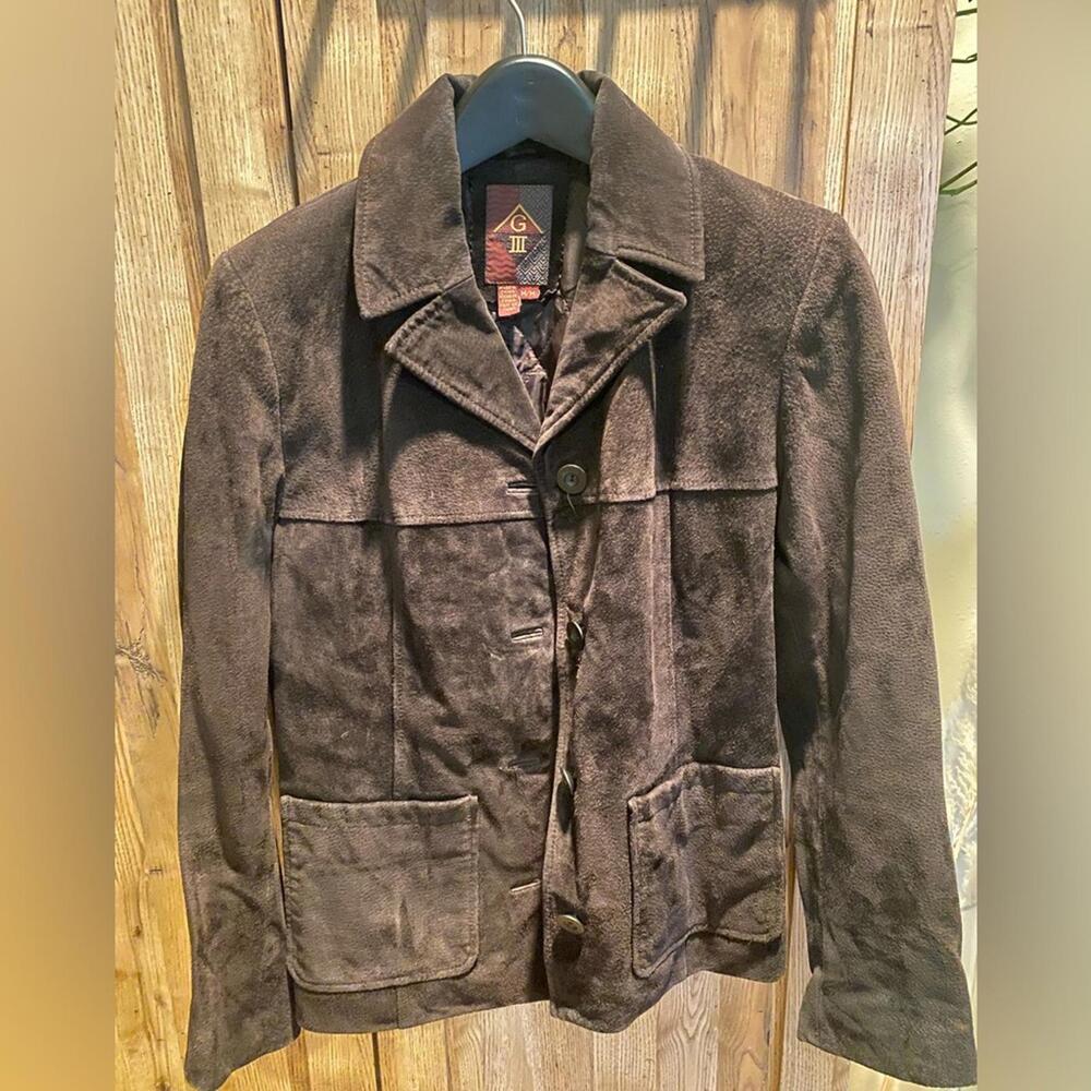 Leather brown coat size M